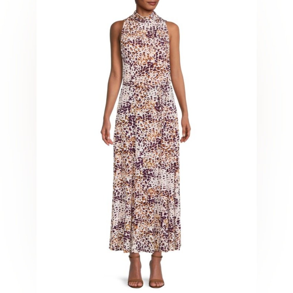NEW Print Cowlneck Maxi Dress